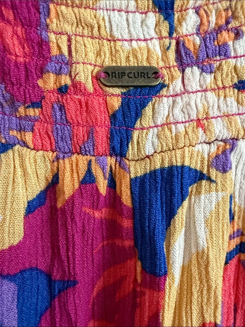 Rip Curl Colorful Floral pants in Fuchsia, Yellow & Blue size L - Picture 5 of 9